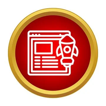 Rocket launching from a website browser window icon イラスト素材