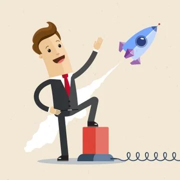 Rocket launch,ship.vector, illustration concept of business product on a market. Stock Illustration
