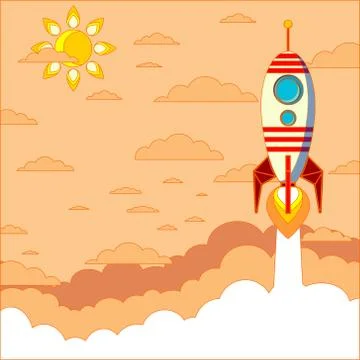 Rocket launch,ship.vector illustration Stock Illustration
