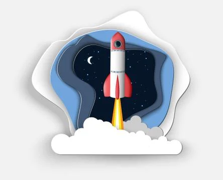 Rocket on layred background Stock Illustration