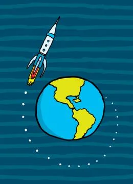Rocket leaving earth Stock Illustration