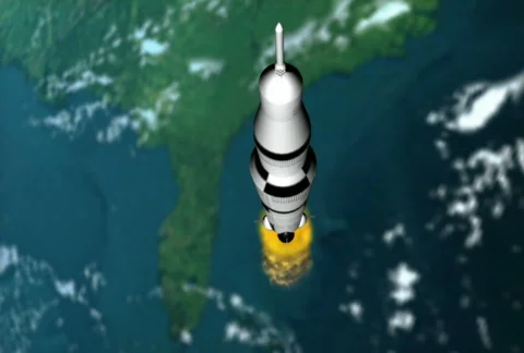 Rocket leaving earth NTSC Video stock 109853
