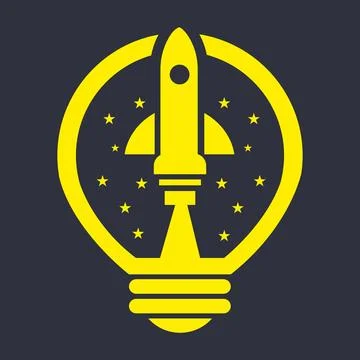 Rocket Light Bulb Startup Logo Design Innovation Creativity Icon Template Vector Stock Illustration