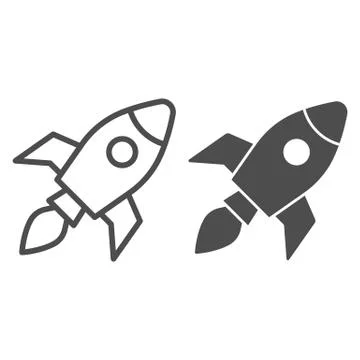 Rocket line and solid icon, Coworking concept, Start up business sign on white Stock Illustration