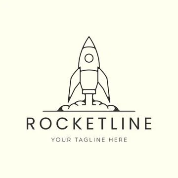 Rocket line art logo vector template illustration design Stock Illustration