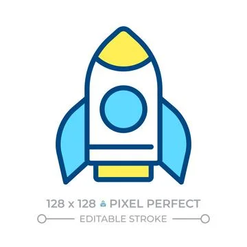Rocket line color icon Stock Illustration