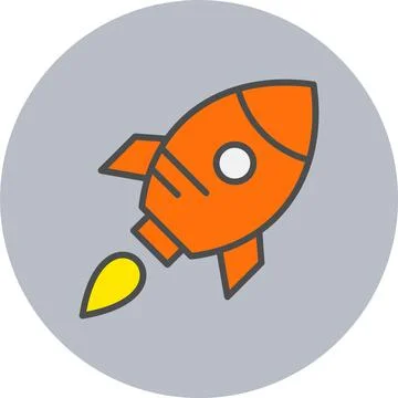 Rocket Line Filled Circle Icon Stock Illustration