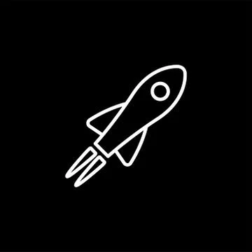 Rocket Line Icon On Black Background. Black Flat Style Vector Illustration Stock Illustration