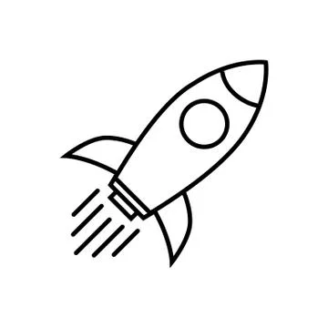 Rocket line icon. Rocket flat symbol on white. Stock Illustration