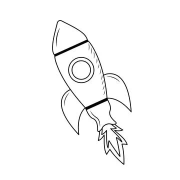 Rocket Linear icon. Rocket launch, Spaceship. New business start up,  space.. Illustrazione stock