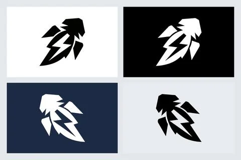 Rocket Logo Design with Lightning Bolt Symbol Stock-Illustration