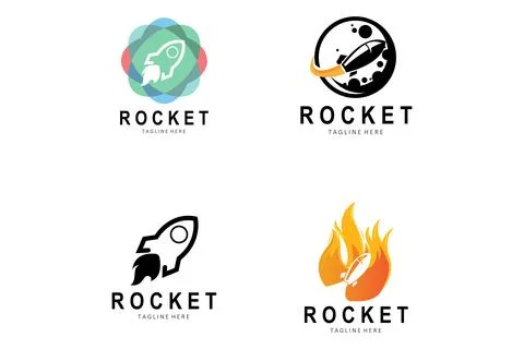Rocket Logo Design, space exploration vehicle Stock Illustration
