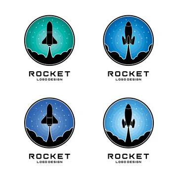 Rocket Logo Design Vector Set Stock Illustration