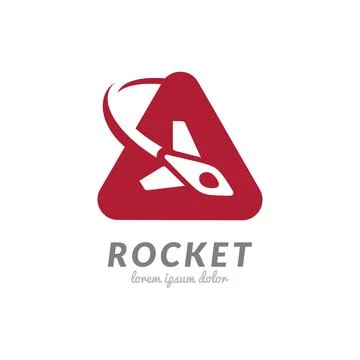 Rocket Logo. In the Letter A or Triangle Flies a Plane Stock Illustration