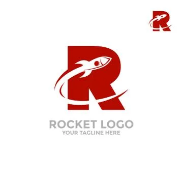 Rocket Logo. In the letter R flies a rocket. Stock Illustration