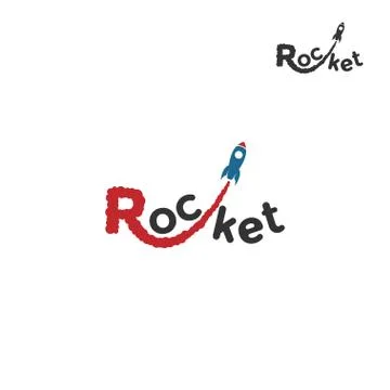 Rocket Logo. From the letter R a rocket flies. Stock Illustration