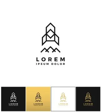 Rocket logo or triangular line company vector icon Ilustração Stock