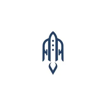 Rocket logo soaring spacecraft icon flying rocket Stock Illustration