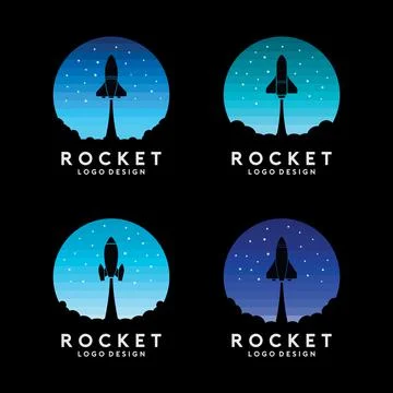 Rocket Logo Template Vector Set Stock Illustration