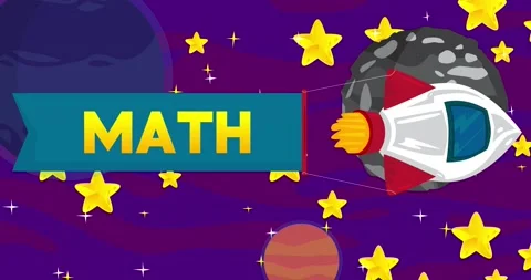 Rocket with Math Banner in Space Stock Footage 233555222
