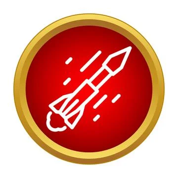 Rocket missile flying fast launching on red button Stock Illustration