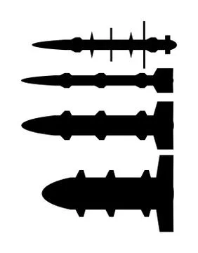 Rocket missile nuclear bomb vector silhouette. Ilustração Stock