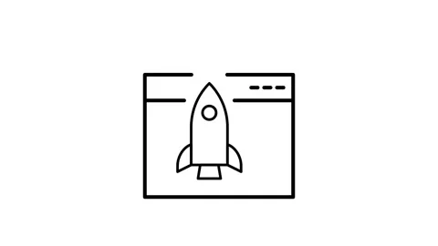 A rocket model is placed on top of a computer, symbolizing innovation and t.. Stock Footage 334095151