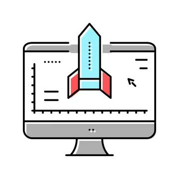 Rocket modeling computer program color icon vector illustration イラスト素材