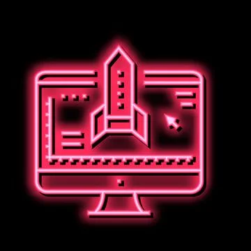 Rocket modeling computer program color icon vector illustration Stock Illustration