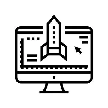 Rocket modeling computer program line icon vector illustration イラスト素材