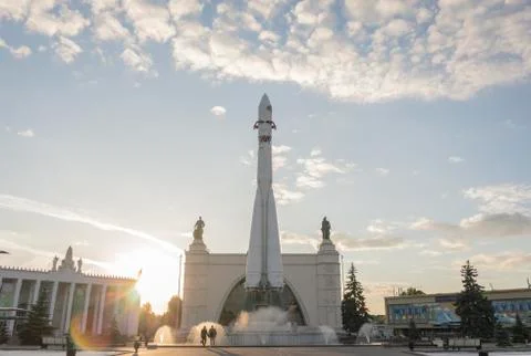 Rocket monument in park Stock Photos
