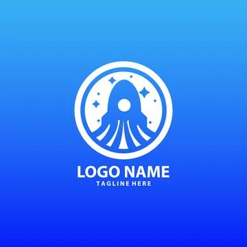 Rocket moon logo design vector Stock Illustration
