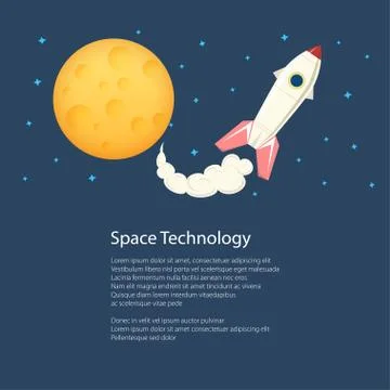 Rocket with Moon ,Poster Brochure 스톡 일러스트