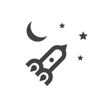 Rocket moon sky Stock Illustration