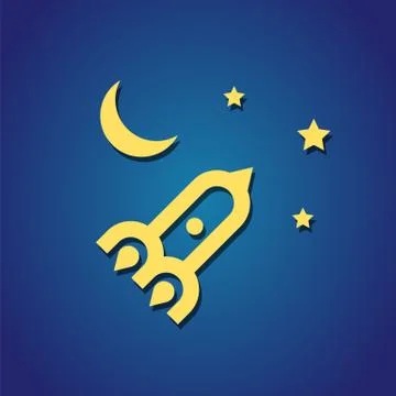 Rocket moon sky Stock Illustration
