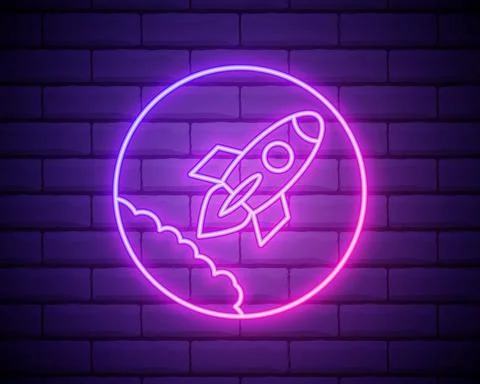 Rocket neon icon. Elements of toys set. Simple icon for websites, web design, Stock Illustration