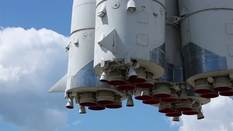 Rocket nozzles clouds Stock Footage 98064878