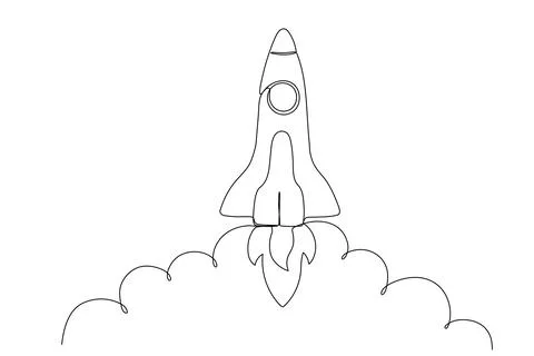 Rocket one line icon. Spaceship isolated illustration. Startup outline vector Stock Illustration