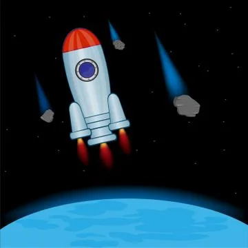 Rocket in open cosmos Stock Illustration