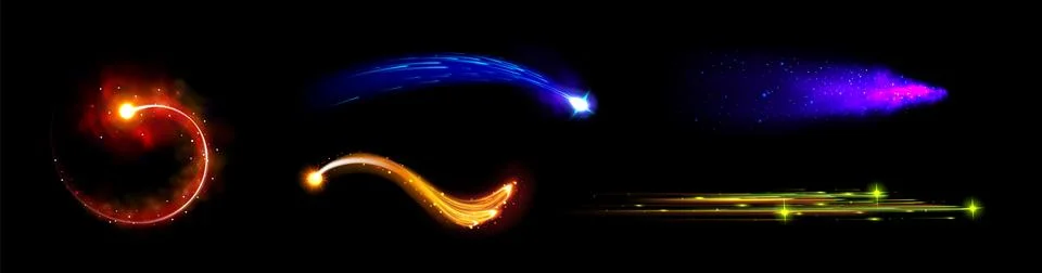 Rocket or comet fire trail and flame vector effect Stock Illustration