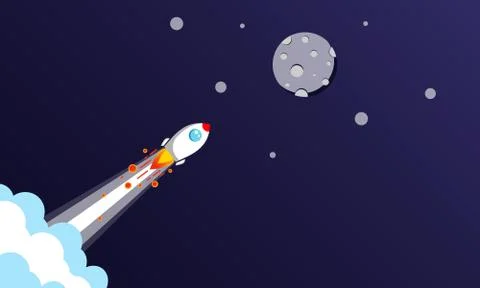 Rocket or spaceship icon flat vector logo design modern colour symbol isolate Stock Illustration