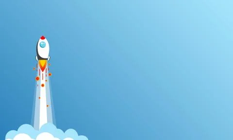 Rocket or spaceship icon flat vector logo design modern colour symbol isolate Stock Illustration