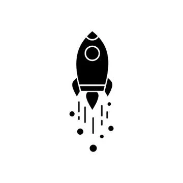 Rocket or spaceship icon vector logo design black symbol isolated on white ba Stock Illustration
