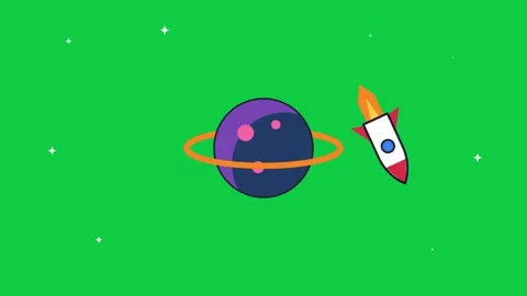 Rocket orbiting a ringed planet loading animation for startup and space themes Vídeos de archivo 348279966