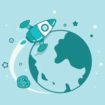 Rocket in outer space Illustrazione stock