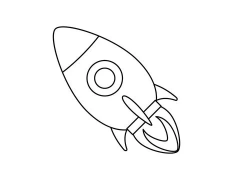 Rocket outline for coloring book template, rocket illustration for kid work.. Stock Illustration
