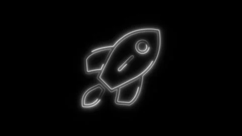 Rocket Outline Icon in HD Video Neon Animation  Space and Technology Symbol Stock Footage 304375274