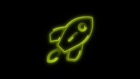 Rocket Outline Icon in HD Video Neon Animation  Space and Technology Symbol Stock-Footage 304375280