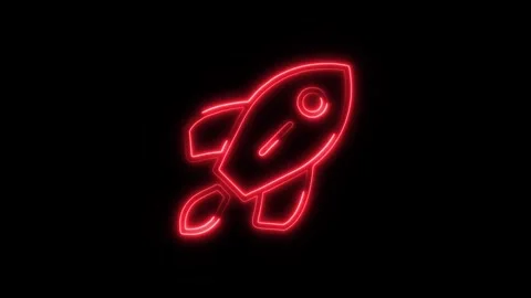 Rocket Outline Icon in HD Video Neon Animation  Space and Technology Symbol Stock-Footage 304375291