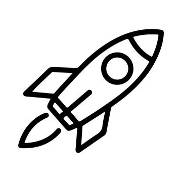 Rocket outline icon vector isolated on white background Stock Illustration
